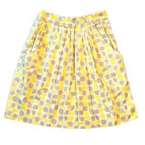 Anthropologie by Lela Rose l Cotton A-line pleated geometric print skirt